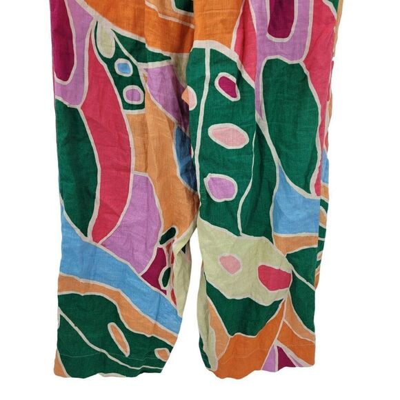 Christain Siriano Linen Beach Swimsuit Cover-up Pants Set L Multicolor Abstract - Picture 13 of 16